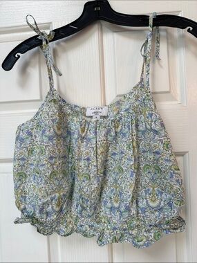 J. Crew Floral Tie-Shoulder Camisole in Light Blue and Green